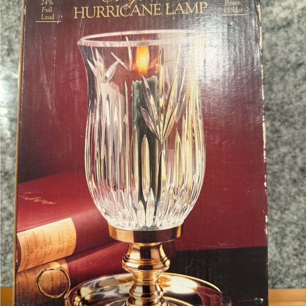 Towle Crystal Hurricane Lamp with Brass Holder